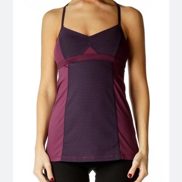 Lululemon Athletica Bend & FlowTank Top Hyper Stripe Plum Size 6 - Picture 1 of 5
